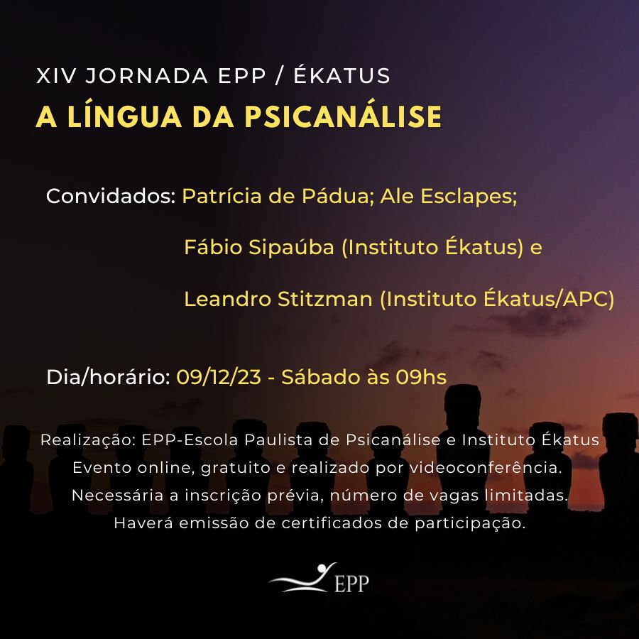 Linguapsicanalise_banner4 XIV Jornada EPP/Ékatus - A Língua da Psicanálise - 09/12/2023 às 09:00hs