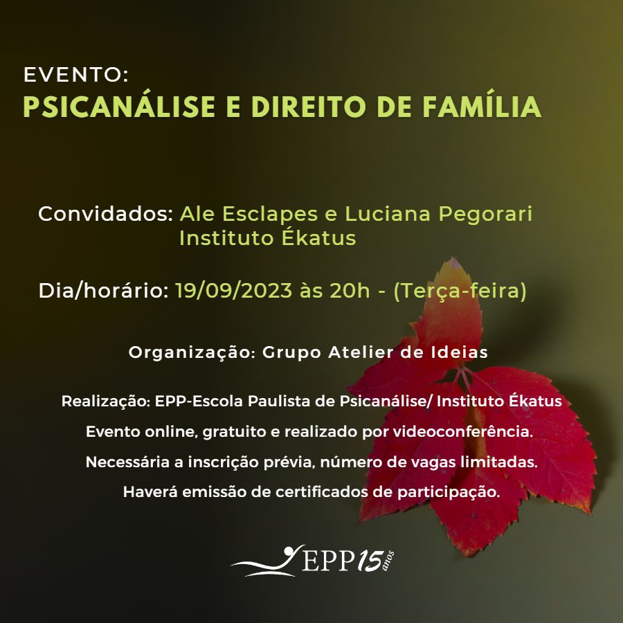 Psicanaliseedireito_banner3 Evento: Psicanálise e Direito de Família com Ale Esclapes e Luciana Pegorari - 19/09/2023 às 20:00hs