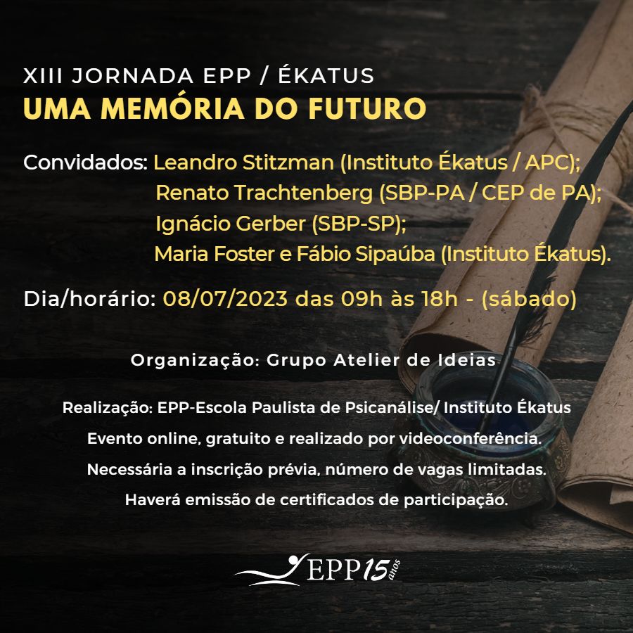 Umamemoria_BANNER7 XIII Jornada EPP / Ékatus - Uma memória do Futuro - 08/07/2023 às 09:00h