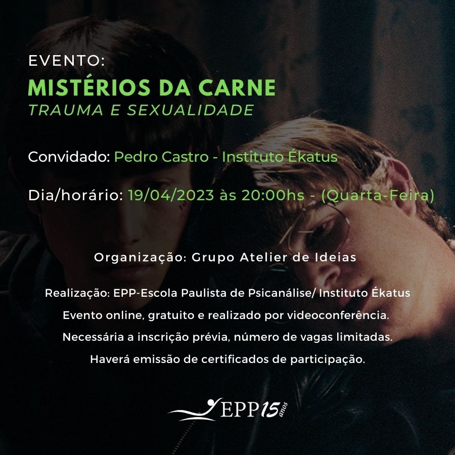 misterioscarne_banner Evento: Mistérios da Carne - Trauma e Sexualidade com Pedro Castro - 19/04/2023 às 20:00hs